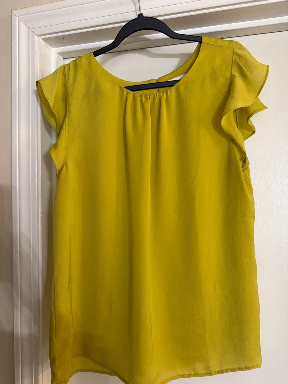 Yellow Flutter Sleeve Women's Blouse